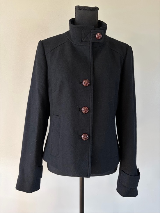 Banana Republic Jackets & Blazers - Banana Republic Black Stand-Neck Wool Blend Peacoat size M